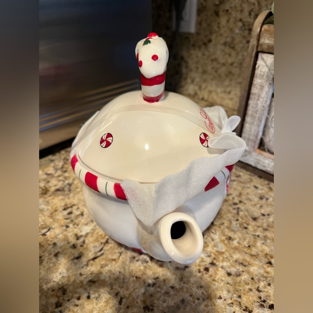 Blue Sky Clayworks Christmas Candy Cane Lane Teapot - Picture 4 of 4